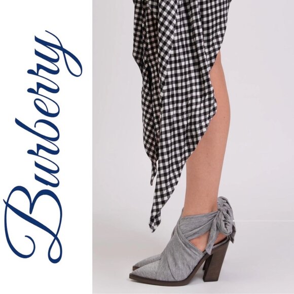 NIB BURBERRY TILLINGTON PEWTER MELANGE ANKLE WRAP SLINGBACK MULES GRAY, EU 36 - Picture 5 of 16